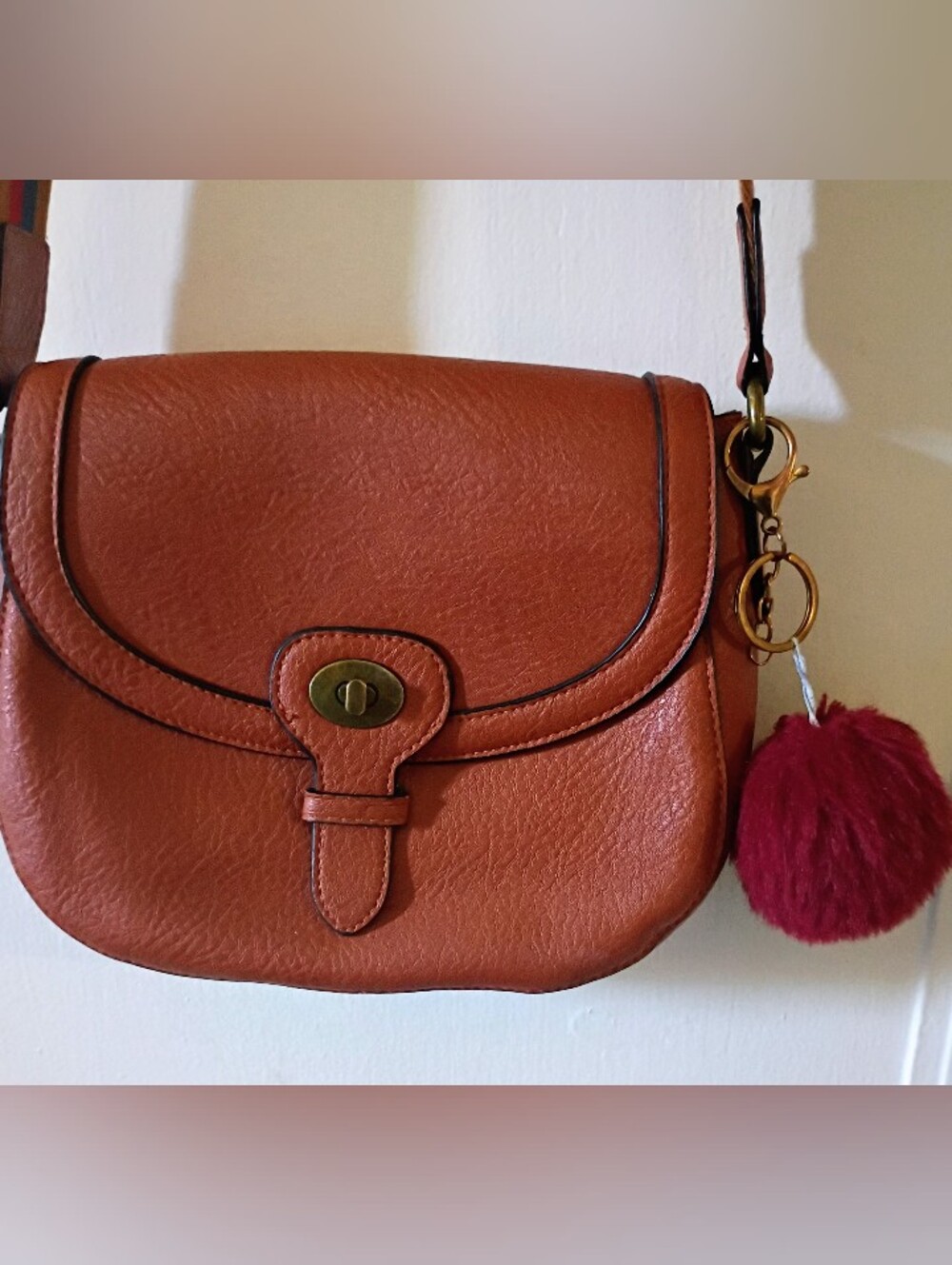Women’s Brown Crossbody Bag - Classic Saddle Style Adjustable Strap